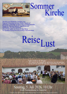 Gottesdienstbesucher*innen im Klostergarten in Seemannshausen 2018