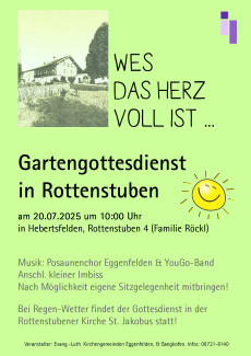 Grünes Plakat mit Gartenbild