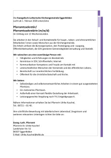 Stellenausschreibung Pfarramtssekretär*in